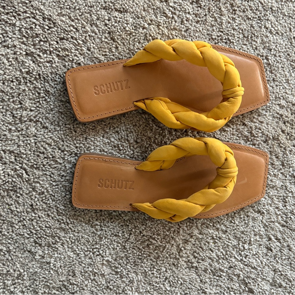 Schutz Women's Yellow Braided Sandals